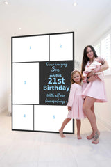 Son's 21st Birthday Mega Card with people posing 