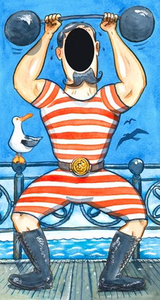 digital strong john seaside theme face in the hole board