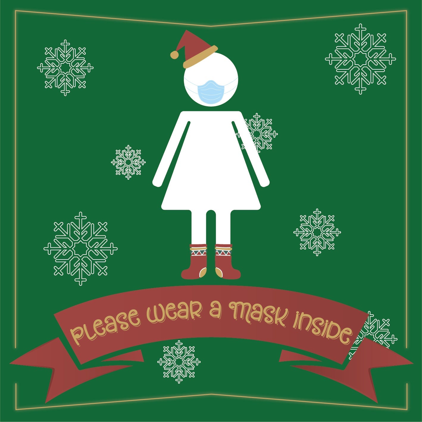 Christmas Wear A Mask Floor Stickers