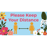 Floral Keep Distance Floor Stickers